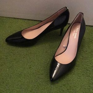 Kate Spade shiny black leather high heels pointy toe